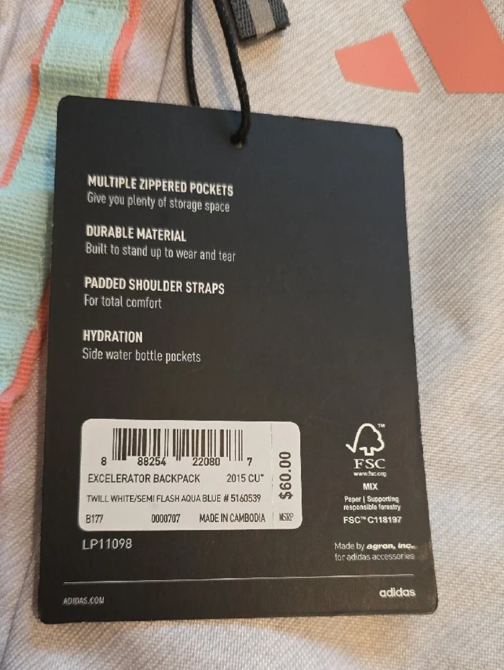 adidas Light Gray & Coral Accent Excelerator Backpack